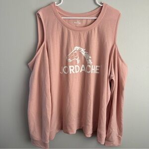 3X Jordache Cold Shoulder Sweatshirt blush pink women’s 3xl top shirt